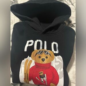 Polo by Ralph Lauren Black Hoodie with Bear Graphic